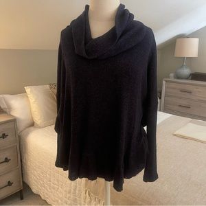 Anthropologie navy metallic sweater w/ cowl neckline |Size XS